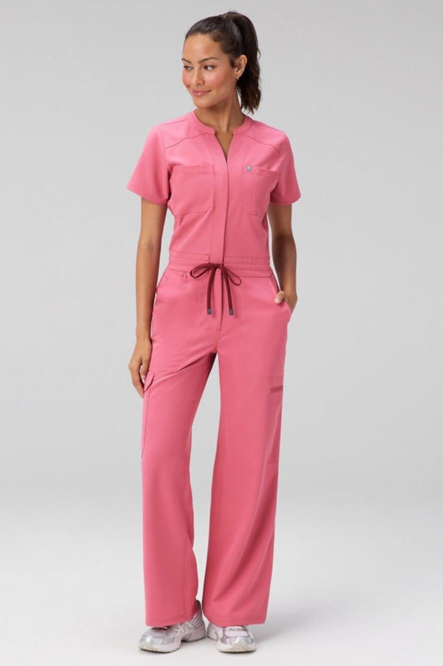 New Fabletics Empower Wide Leg Scrub Jumpsuit Cosmic Pink size M